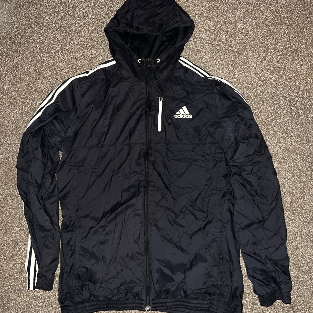 Adidas Vintage OG Black White Windbreaker Hoodie Jacket